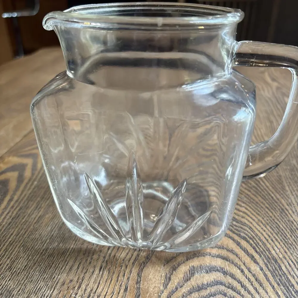 Vintage 1950’s Federal Clear Glass Juice Square Pitcher With Star On Bottom